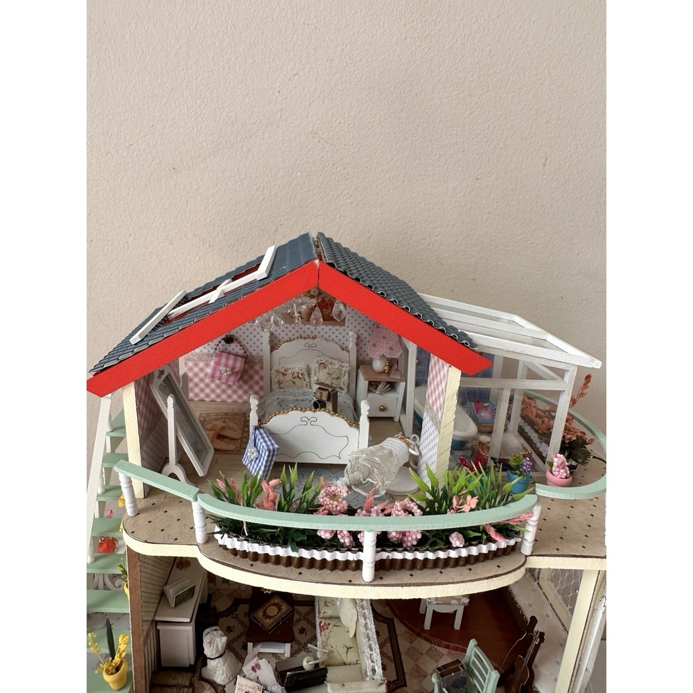 Built DIY Miniature Dollhouse Countryside Estate 3-Story Villa Model Light Up - Picture 4 of 16